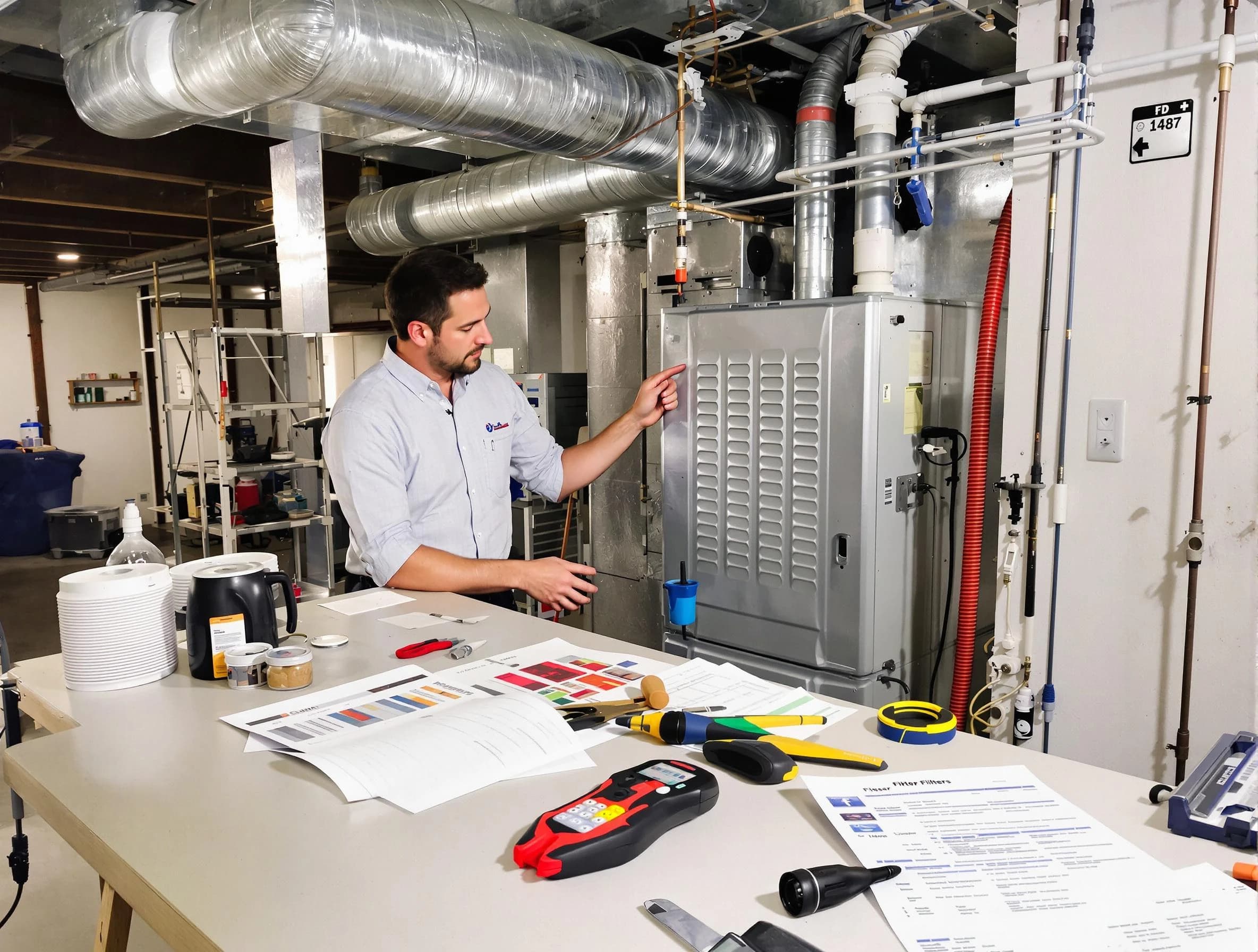 Summit Park Air Duct Cleaning inspector conducting detailed filter system evaluation using professional diagnostic tools in Summit Park