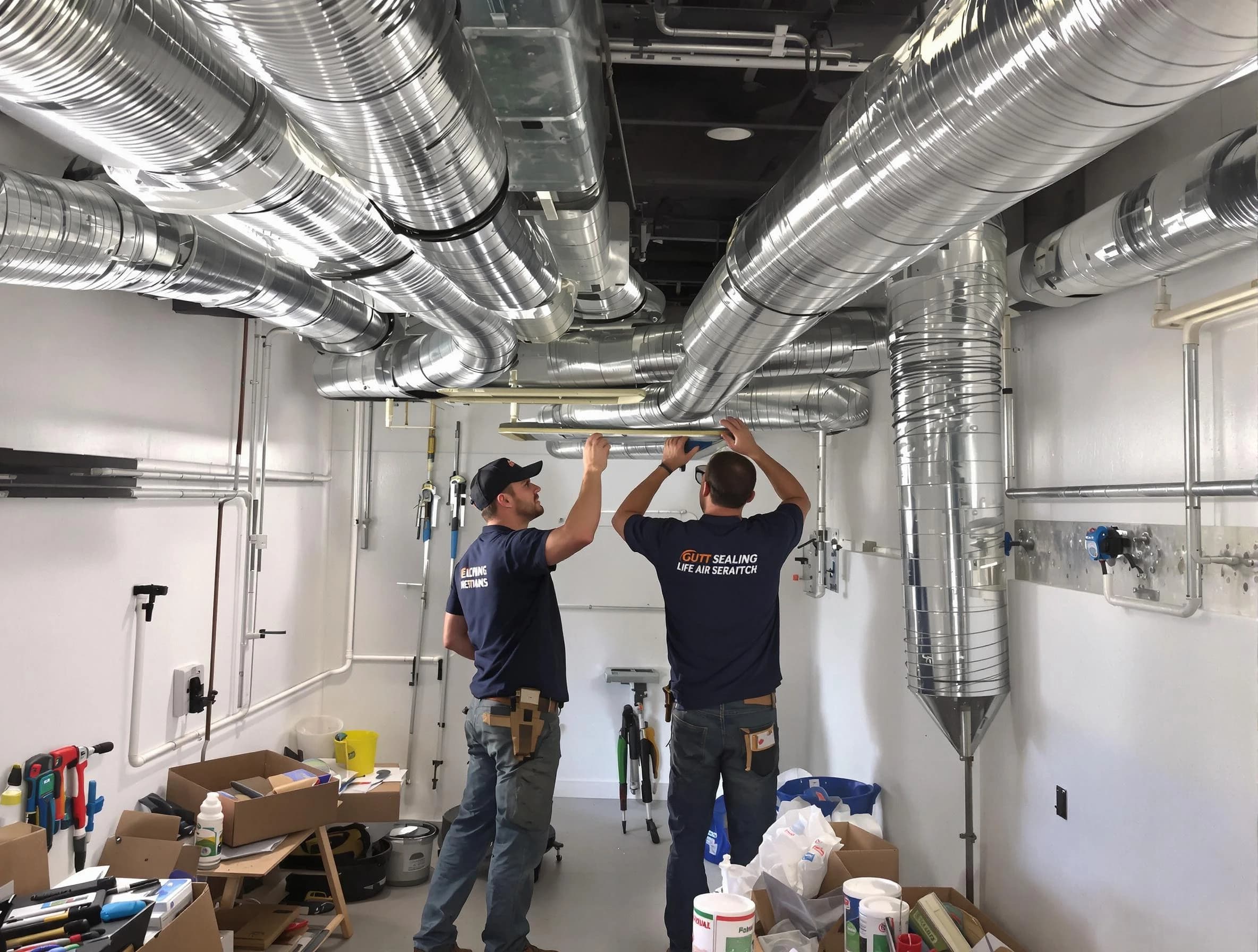Summit Park Air Duct Cleaning technician applying professional duct sealing solutions in Summit Park