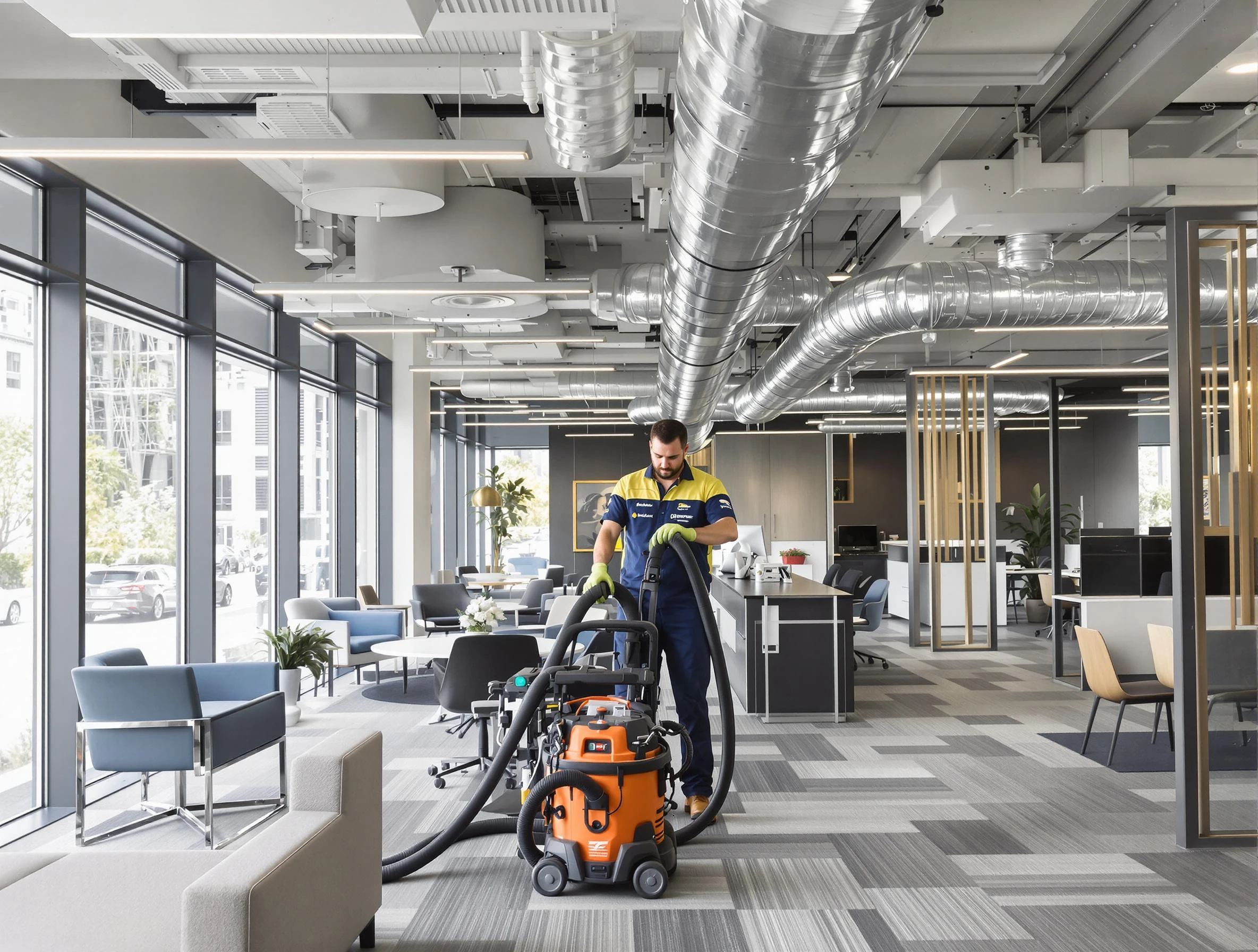 Summit Park Air Duct Cleaning team performing thorough commercial duct cleaning at a Summit Park business center